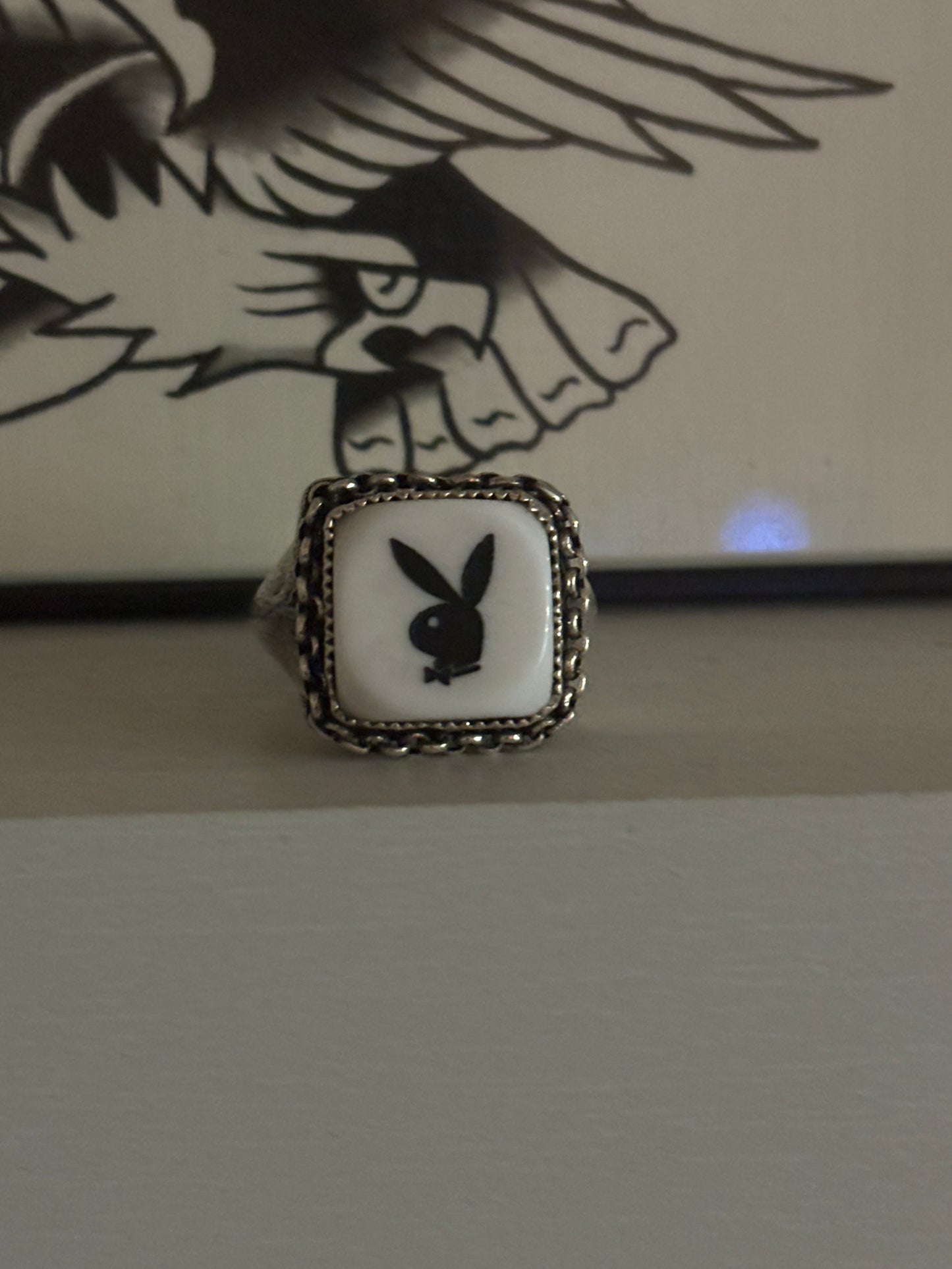Bunny Signet Ring - White Dice
