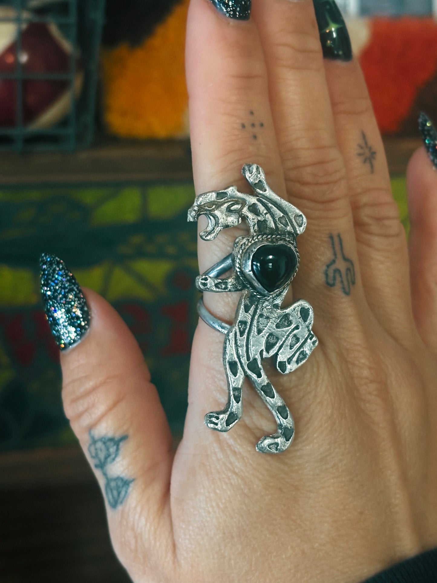 Crawling Panther Ring – Onyx – Sterling Silver – MADE TO ORDER