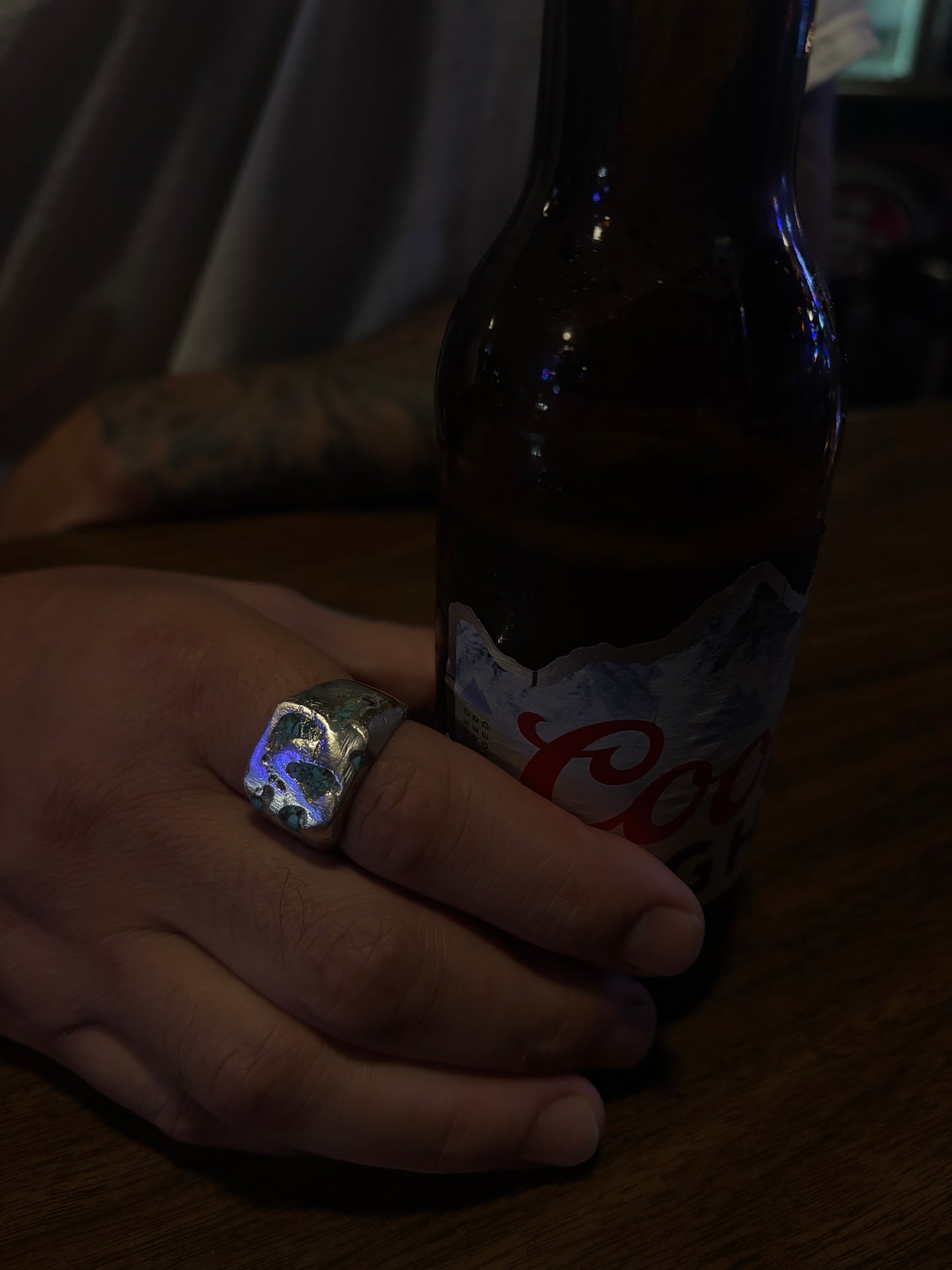 Broken Sky Signet - Crushed Turquoise Inlay - Size 10.5