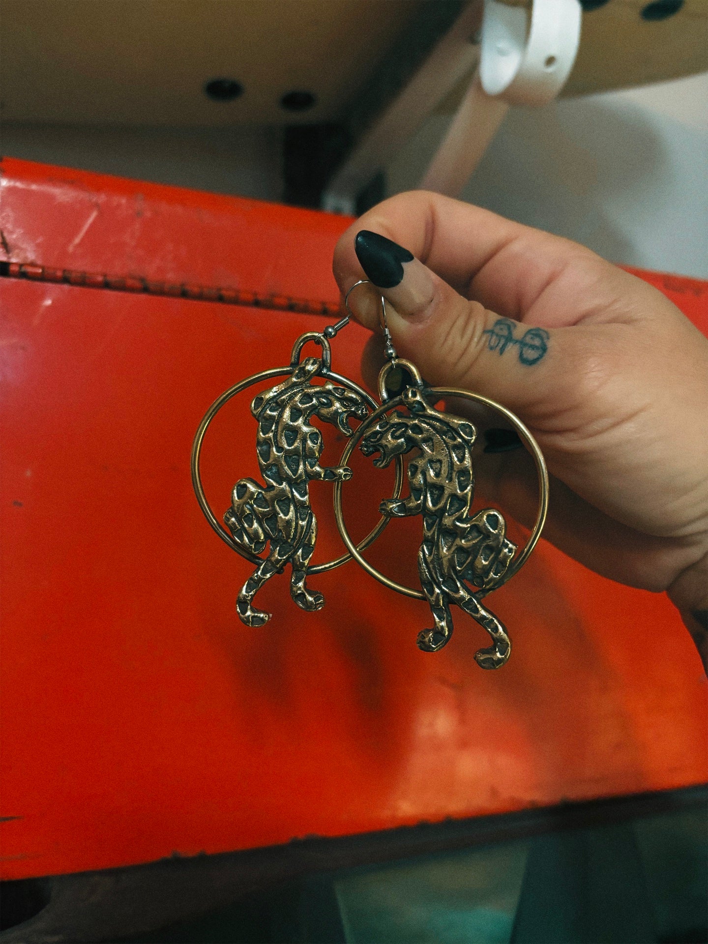 Silver Heart Jaguar Earrings