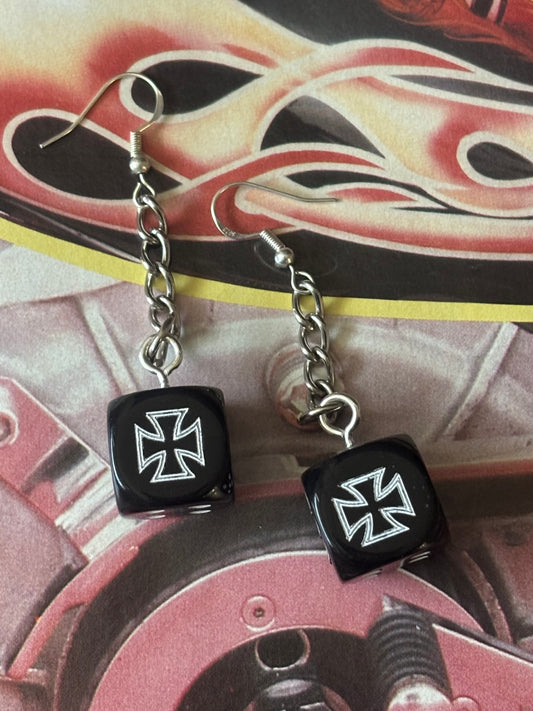 Iron Cross Dice Earrings