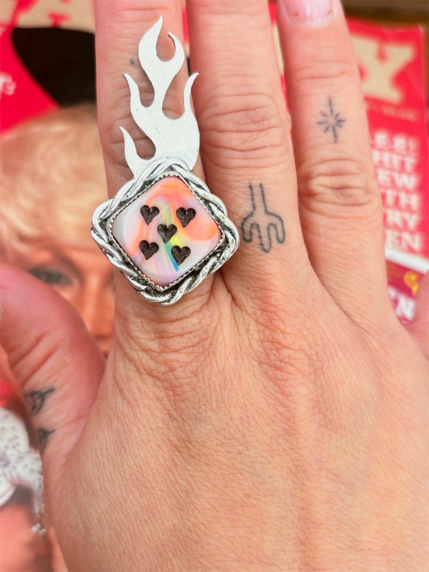 Fire & Dice Ring - Size 8