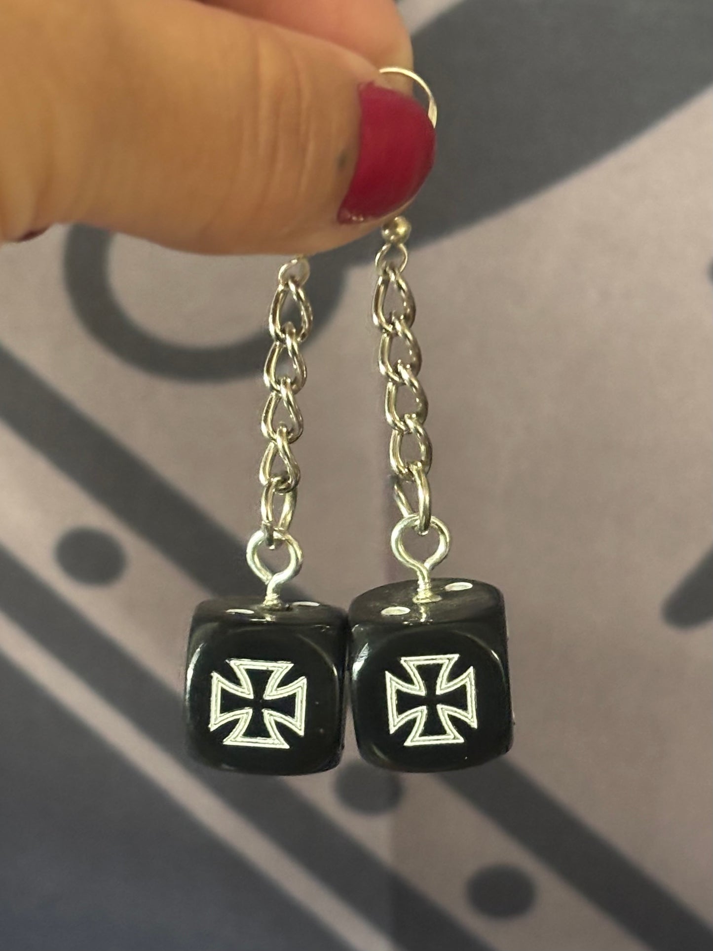 Iron Cross Dice Earrings