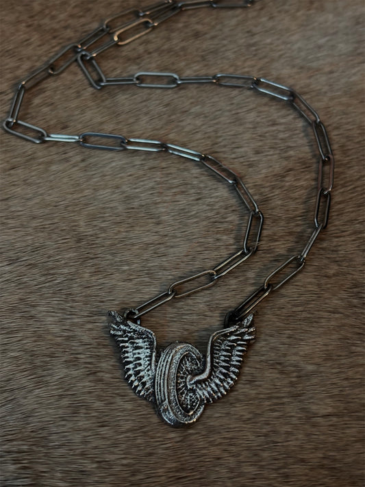 Winged Wheel Necklace