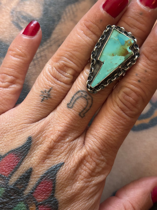 Turquoise Bolt Ring -Size 7 - Ready to Ship