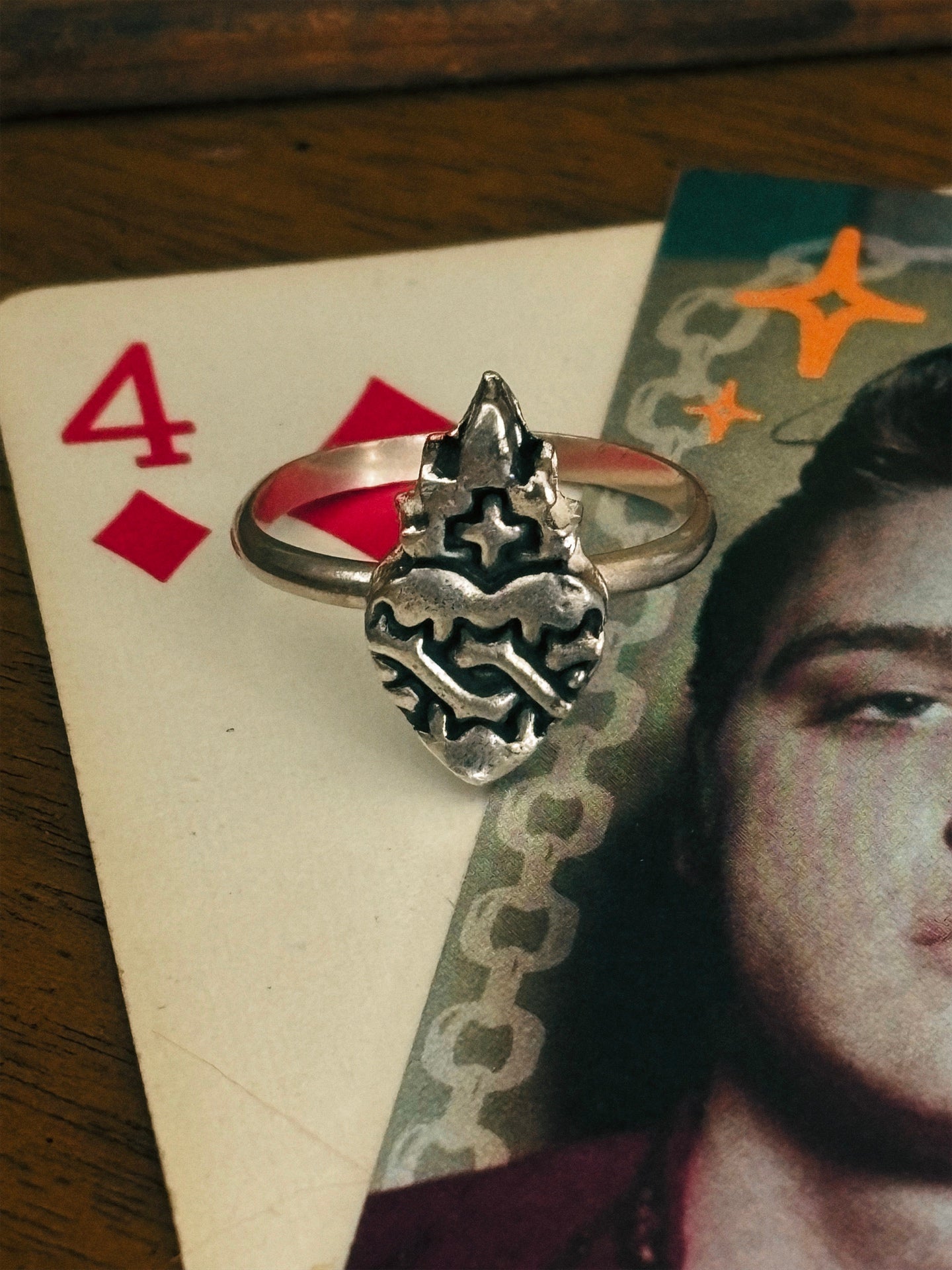 Mini Sacred Heart Ring - Size 8/Size 6.5