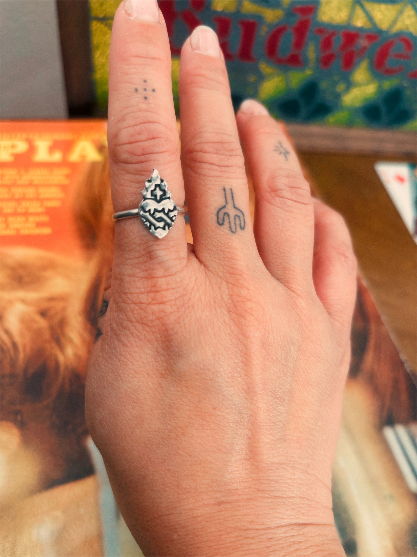 Mini Sacred Heart Ring - Size 8/Size 6.5