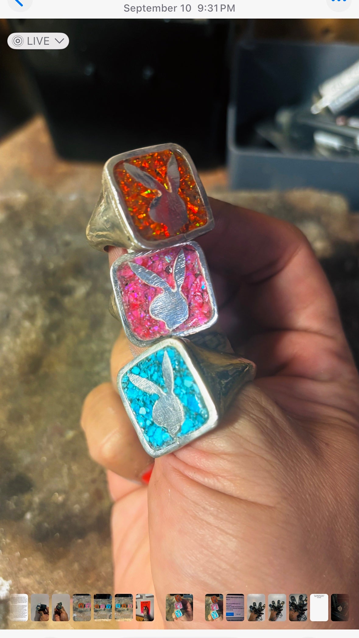 Goodtime Bunny Ring - Hot Pink Opal - Size 8.5