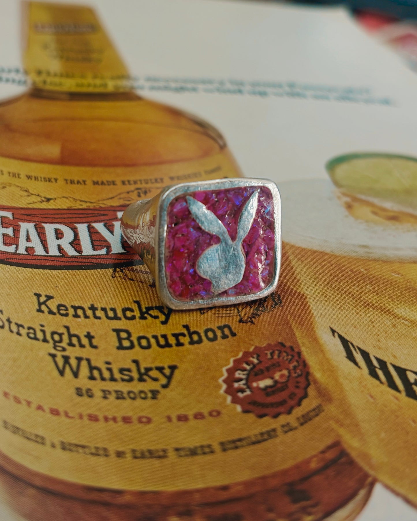 Goodtime Bunny Ring - Hot Pink Opal - Size 8.5