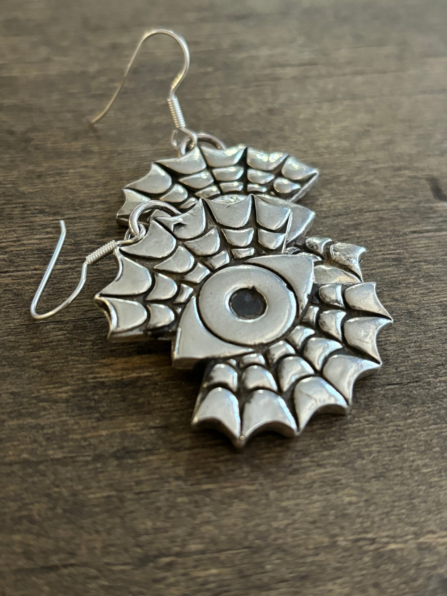 Webbed Vision Silver Earrings